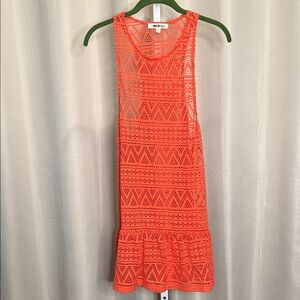 Miken Orange Crochet Swim Coverup